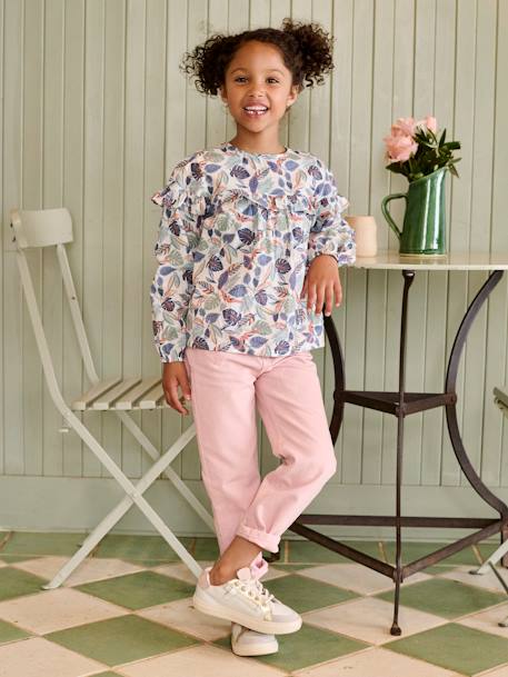 Blouse à volants imprimée fleurs fille blanc imprimé+écru+marine 5 - vertbaudet enfant 
