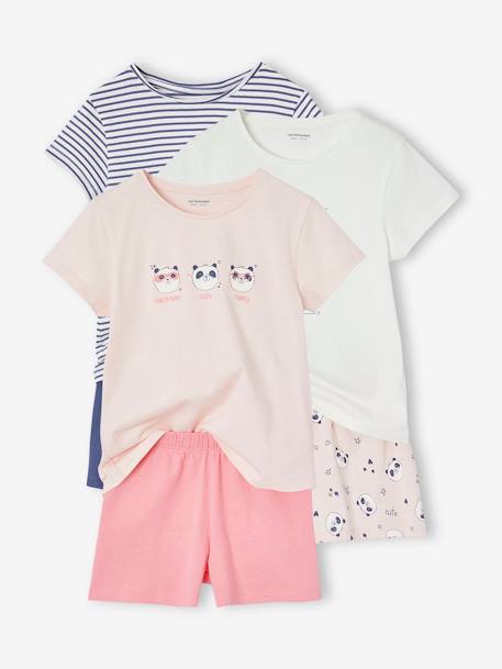 Lot de 3 pyjashorts panda fille rose pâle 1 - vertbaudet enfant 