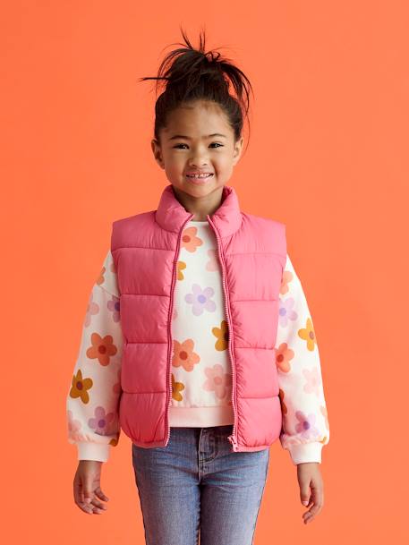 Doudoune fille légère sans manches rose+vert sauge 6 - vertbaudet enfant 