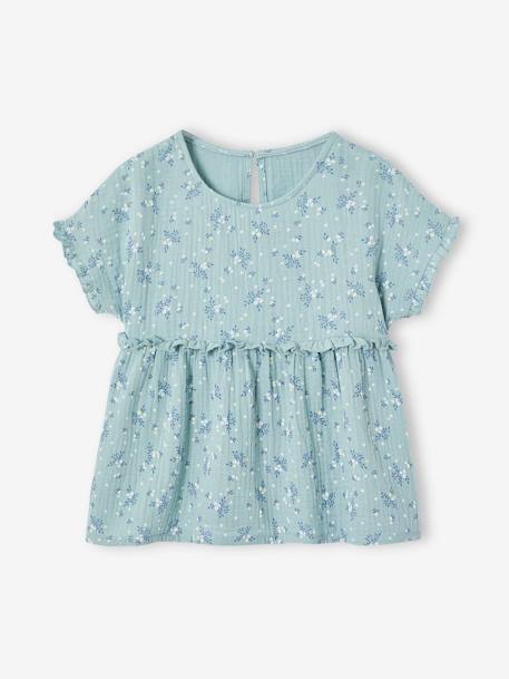 Blouse imprimée en gaze de coton fille beige+bleu grisé+vanille 5 - vertbaudet enfant 