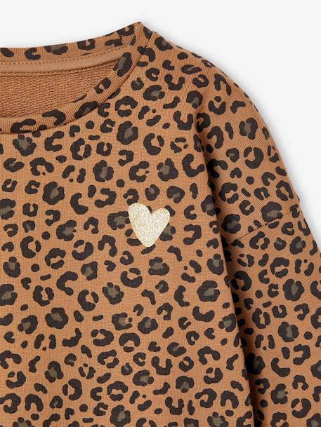 Sweat fille léopard coeur printé capsule famille beige+gris foncé 6 - vertbaudet enfant 