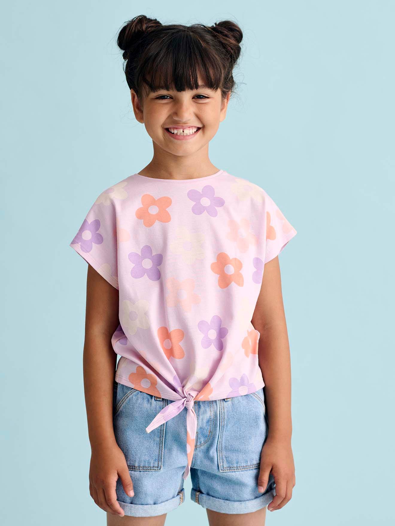 T-shirt Fille 100% Coton Haut-bas Star Ride - Taille 10-12 Ans - Rose - Occasion Très Bon état