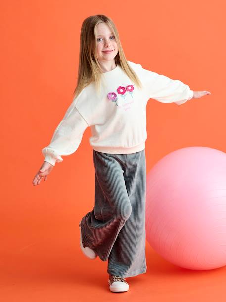 Sweat fille motif fantaisie écru+gris chiné+indigo 6 - vertbaudet enfant 