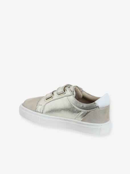 Baskets enfant fille cuir à scratchs beige imprimé+or 10 - vertbaudet enfant 