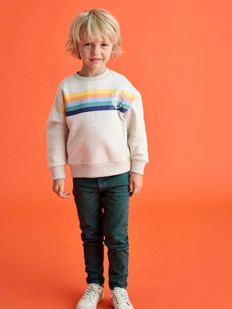 Sweat garçon col rond rayures graphiques blanc chiné+bleu grisé 6 - vertbaudet enfant 