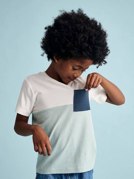 T-shirt garçon coloblock manches courtes ardoise+menthe+orange+vert anglais 9 - vertbaudet enfant 