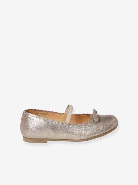 Ballerines cuir pailleté fille collection maternelle BEIGE VIF METALLISE+BLEU FONCE METALLISE 2 - vertbaudet enfant 