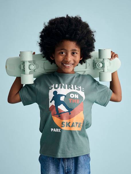 T-shirt garçon motifs graphiques manches courtes blanc+bleu nuit+vert d'eau 8 - vertbaudet enfant 