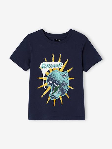 Tee-shirt garçon motif à sequins réversibles blanc+bleu nuit+bleu océan+écru+vert d'eau 8 - vertbaudet enfant 