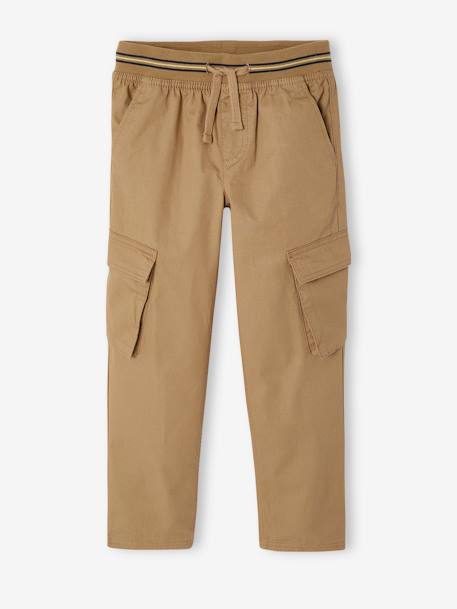 Pantalon droit cargo droit morphologique tour de hanches médium bleu nuit+sable 12 - vertbaudet enfant 