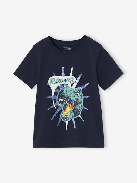 Tee-shirt garçon motif à sequins réversibles blanc+bleu nuit+bleu océan+écru+vert d'eau 7 - vertbaudet enfant 