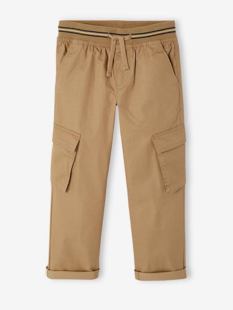 Pantalon droit cargo droit morphologique tour de hanches médium bleu nuit+sable 11 - vertbaudet enfant 