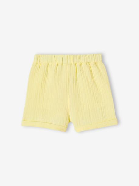 Short en gaze de coton bébé jaune fluo 2 - vertbaudet enfant 