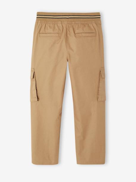 Pantalon droit cargo droit morphologique tour de hanches médium bleu nuit+sable 14 - vertbaudet enfant 