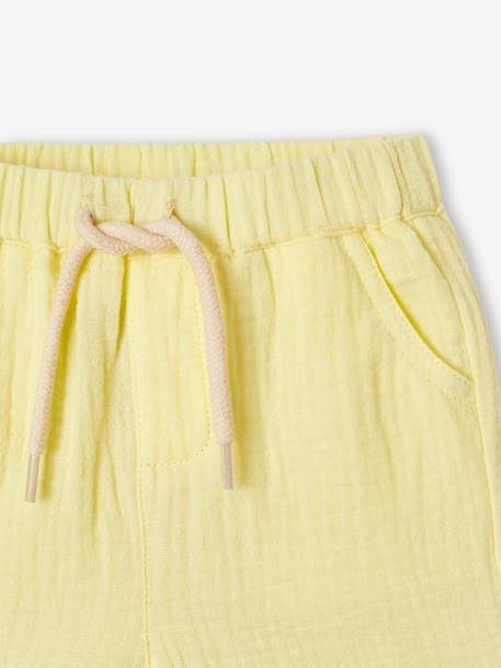 Short en gaze de coton bébé jaune fluo 3 - vertbaudet enfant 