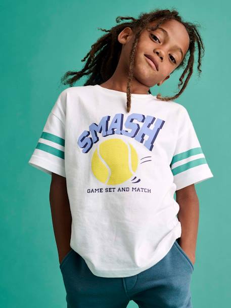 T-shirt sport motif tennis garçon blanc 1 - vertbaudet enfant 
