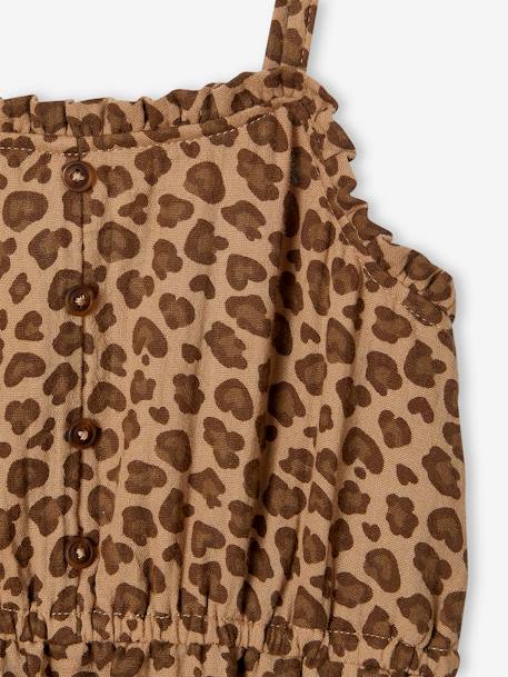 Robe à bretelles fille en gaze de coton beige+corail+vert émeraude 5 - vertbaudet enfant 