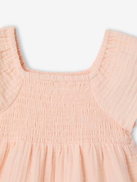 Robe bébé smockée en gaze de coton abricot poudré+rose bonbon 3 - vertbaudet enfant 