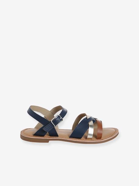 Sandales brides fantaisie cuir enfant lot bleu 2 - vertbaudet enfant 