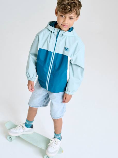 Blouson garçon coupe-vent colorblock bleu moyen+kaki+vert d'eau 9 - vertbaudet enfant 