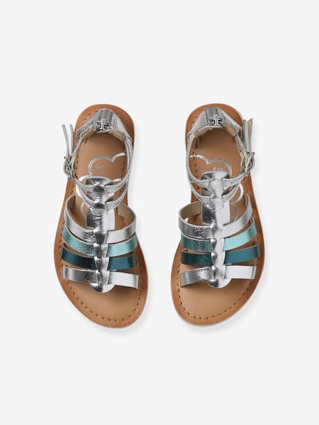 Sandales esprit spartiates cuir enfant collection maternelle argent 4 - vertbaudet enfant 