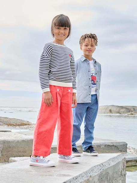 Pantalon fille large à pont marine+rouge 7 - vertbaudet enfant 
