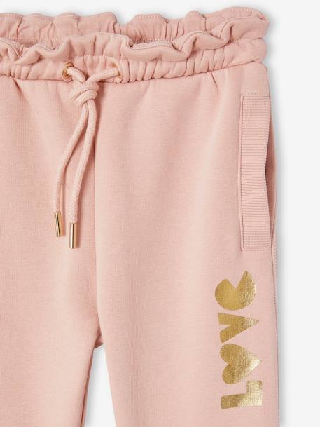 Jogging fille molleton motif love irisé rose+vert sauge 3 - vertbaudet enfant 