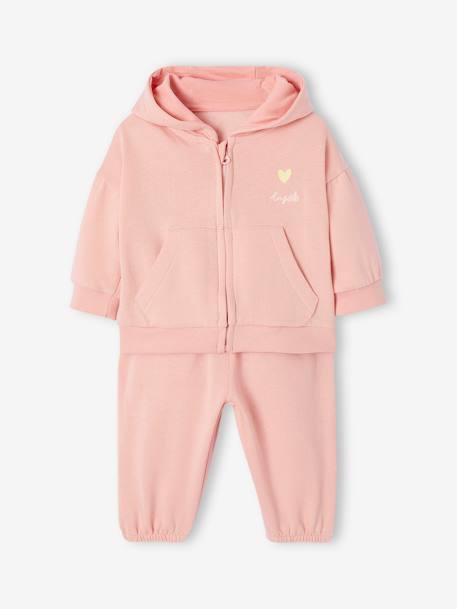 Ensemble sport sweat à capuche zippé + jogging bébé rose pâle 6 - vertbaudet enfant 
