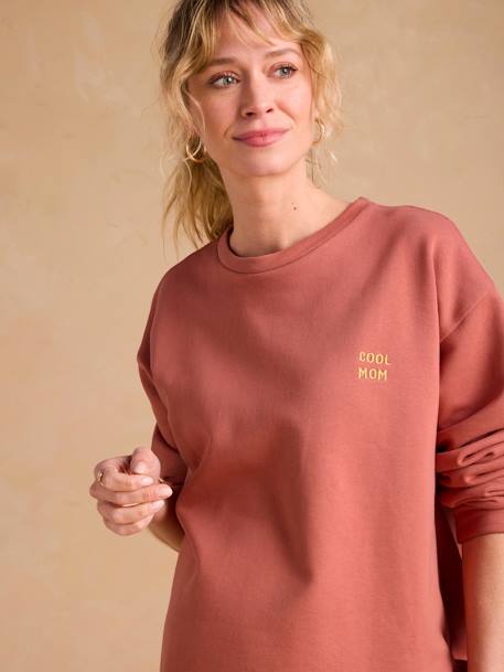 Ensemble grossesse 'Cool Mom' sweat et short en molleton terracotta 5 - vertbaudet enfant 