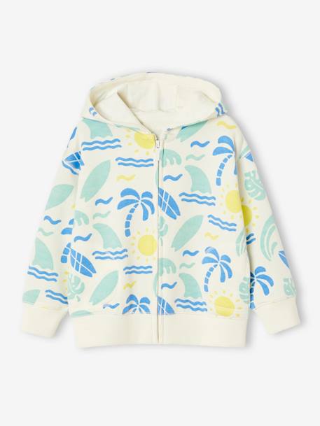 Sweat zippé à capuche motifs surf garçon blanc imprimé 2 - vertbaudet enfant 