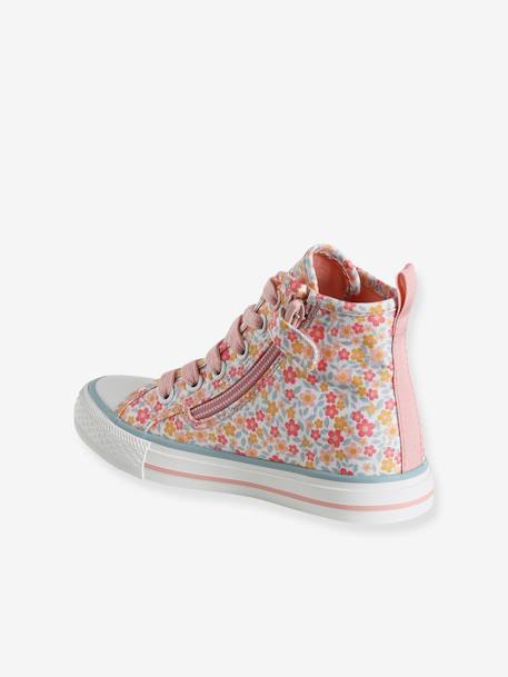 Baskets montantes fille en toile fantaisie blanc imprimé 3 - vertbaudet enfant 