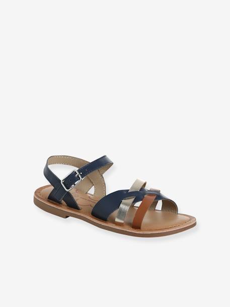 Sandales brides fantaisie cuir enfant collection maternelle lot bleu 1 - vertbaudet enfant 