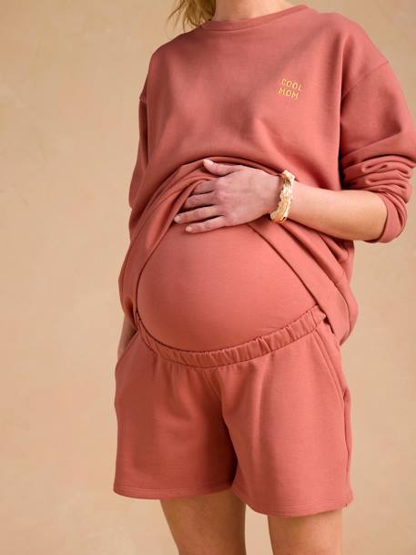 Ensemble grossesse 'Cool Mom' sweat et short en molleton terracotta 7 - vertbaudet enfant 