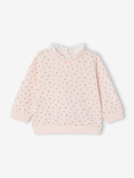 Sweat naissance imprimé petites fleurs avec col brodé rose pâle 1 - vertbaudet enfant 