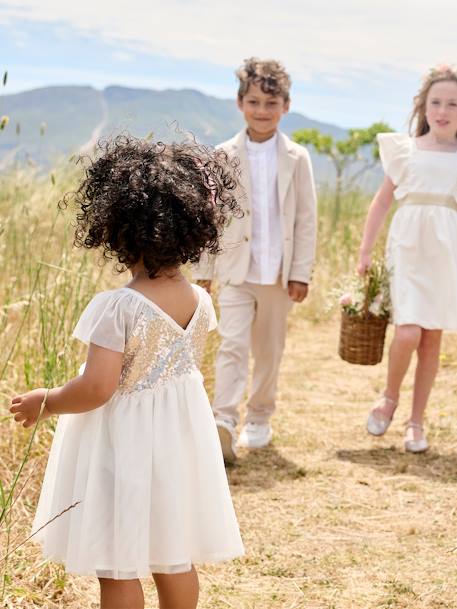 Robe manches courtes boutonnée dos à sequins blanc 9 - vertbaudet enfant 
