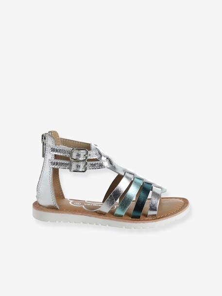 Sandales esprit spartiates cuir enfant collection maternelle argent 2 - vertbaudet enfant 