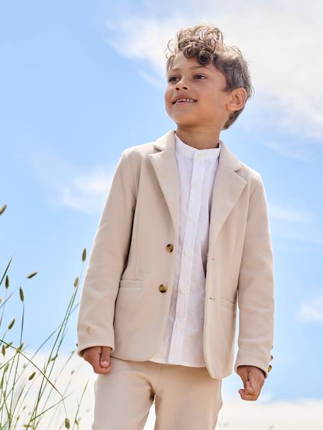 Ensemble céremonie chemise col Mao, veste et pantalon garçon beige+bleu ciel+vert d'eau 2 - vertbaudet enfant 