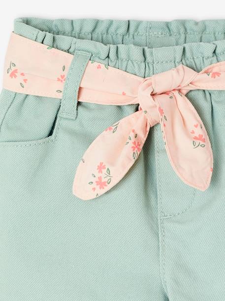 Pantalon large bébé avec ceinture à nouer bleu grisé 3 - vertbaudet enfant 