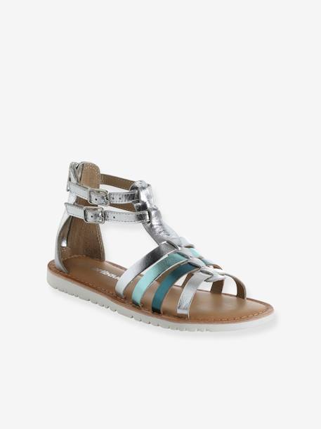 Sandales multi-brides esprit spartiates cuir enfant argent 1 - vertbaudet enfant 