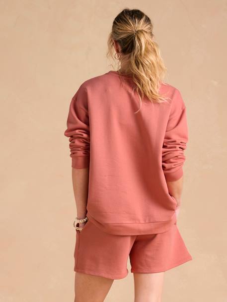 Ensemble grossesse 'Cool Mom' sweat et short en molleton terracotta 4 - vertbaudet enfant 
