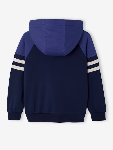 Sweat garçon zippé à capuche sport manches raglan marine+noix de pécan+vert 2 - vertbaudet enfant 