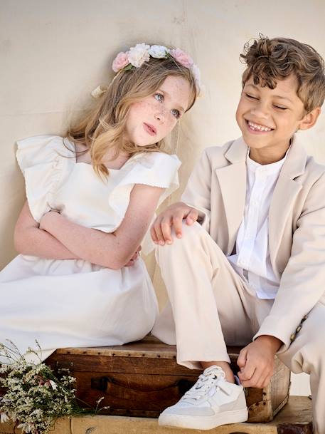 Robe Fille Heirlooms Crème (Âge 3-4 Ans) - Noeud Doré - Très Bon État