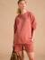 Ensemble grossesse 'Cool Mom' sweat et short en molleton terracotta 3 - vertbaudet enfant 
