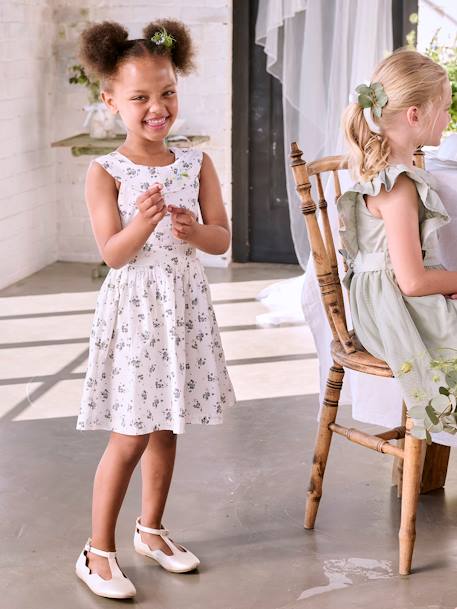 Robe de cérémonie imprimée fleurs fille blanc 1 - vertbaudet enfant 