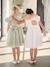Robe cérémonie fille satin de coton à volants blanc+écru+rose pâle+vert sauge 30 - vertbaudet enfant 