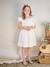 Robe cérémonie fille ceinture dorée blanc+blush 3 - vertbaudet enfant 