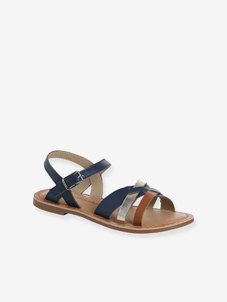Sandales brides fantaisie cuir enfant lot bleu 1 - vertbaudet enfant 