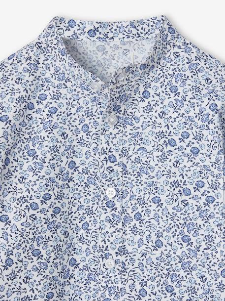 Chemise fleurie à col Mao garçon beige imprimé+bleu imprimé 12 - vertbaudet enfant 