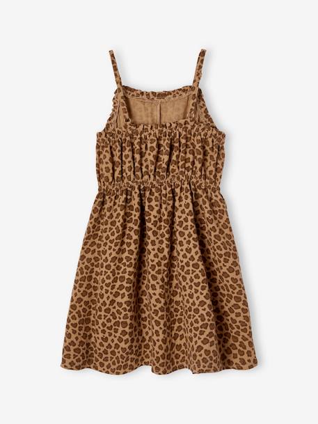 Robe à bretelles fille en gaze de coton beige+corail+vert émeraude 3 - vertbaudet enfant 