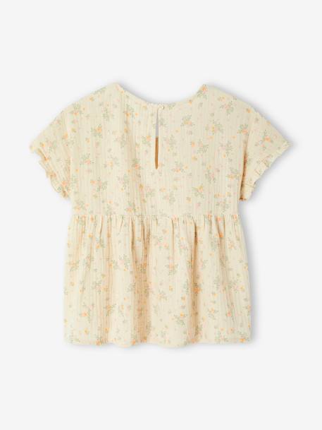 Blouse imprimée en gaze de coton fille beige+bleu grisé+vanille 9 - vertbaudet enfant 